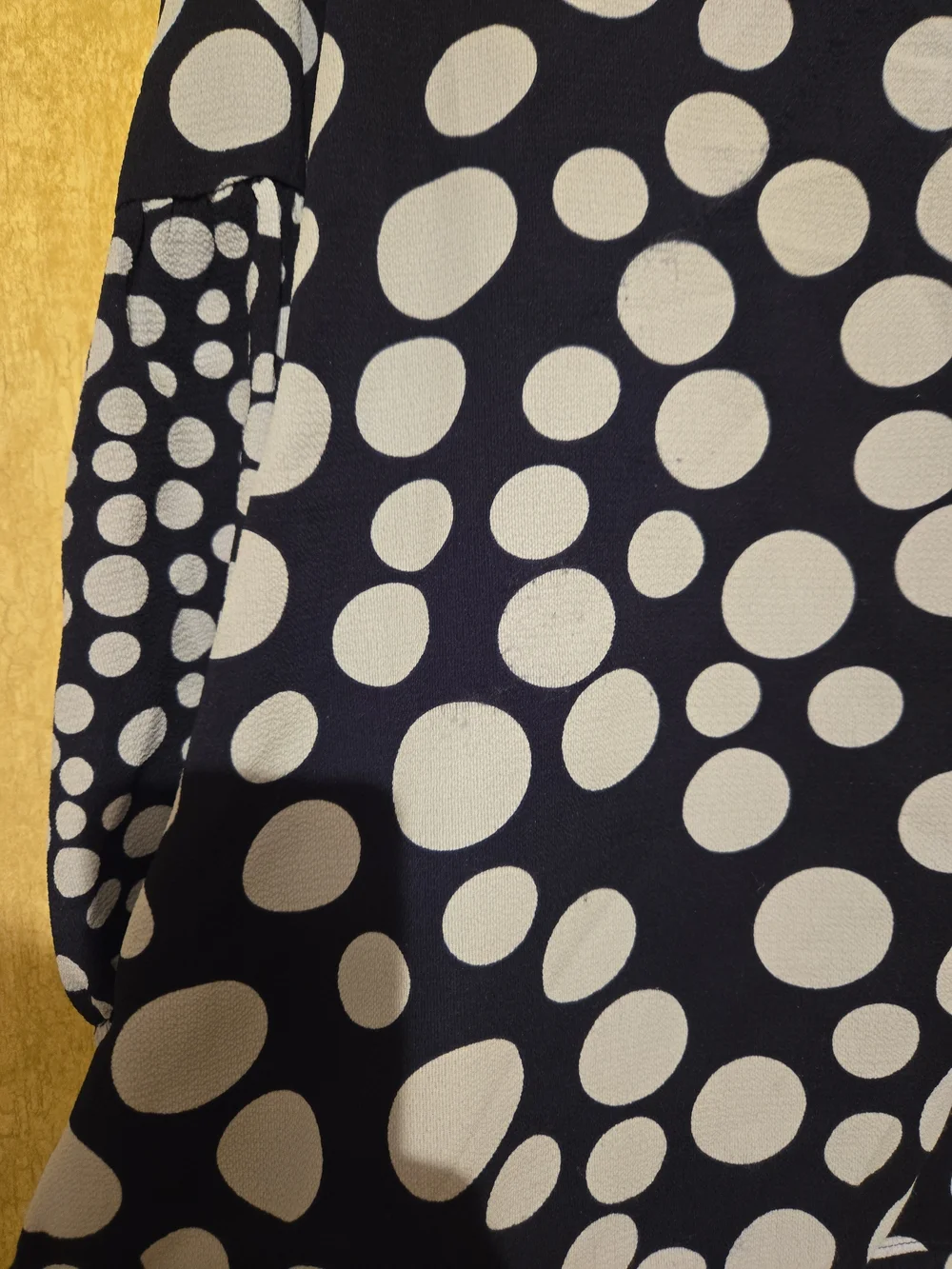 Vintage J. Crew Navy and White Polka Dot Puff-Sleeve Blouse
